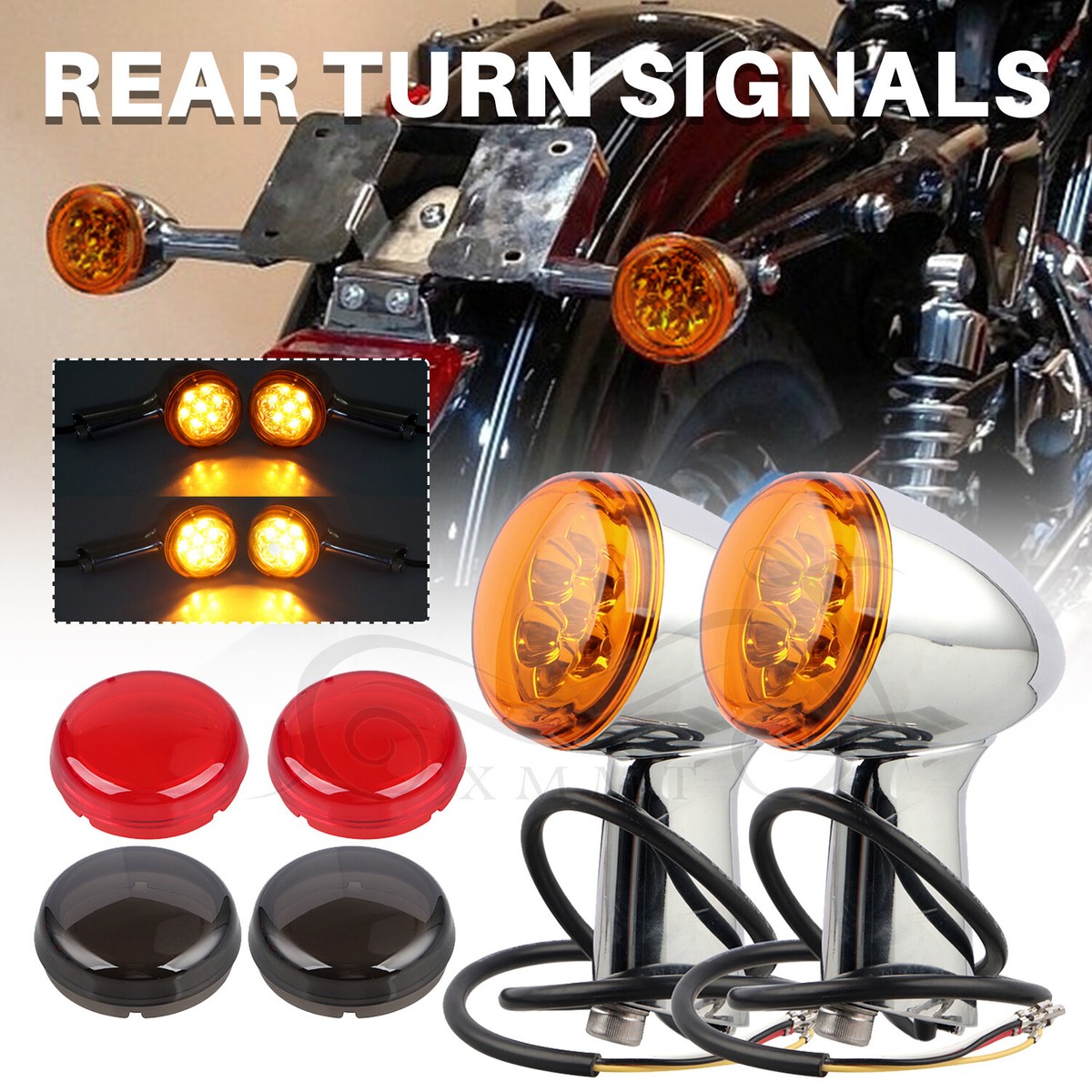 Chrome Rear Turn Signals Lights Amber For Harley Forty Eight
