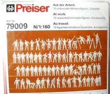 N scale Preiser UNPAINTED KIT  # 79009 SEVENTY (70) Workers / WORKER FIGURES