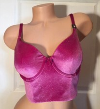 Victorias Secret Body by Victoria Lined DEMI Bra Black Sparkle Velvet 36C New