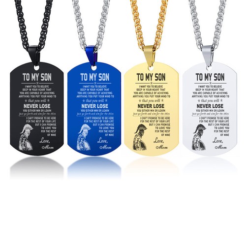 TO My Son Dog Tag Stainless Steel Mom 
