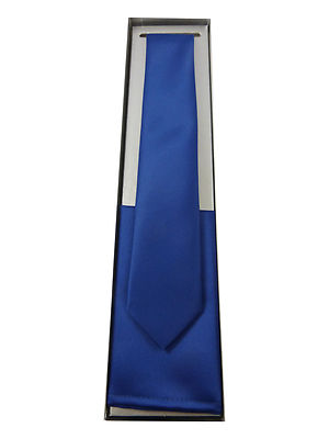 LOT: MENS SLIM TIE + POCKET SQUARE COBALT/KINGS BLUE WITH OR WITHOUT BOX
