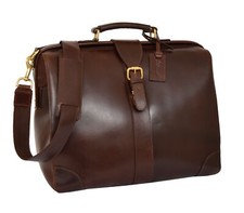 Real Leather Doctors Bag Professionals Framed Gladstone Briefcase Cortex Brown
