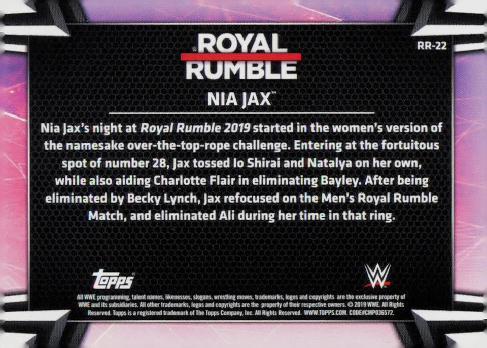 2019 Topps WWE Women's Division - Women's Royal Rumble #RR-22 Nia Jax - Image 2 of 2