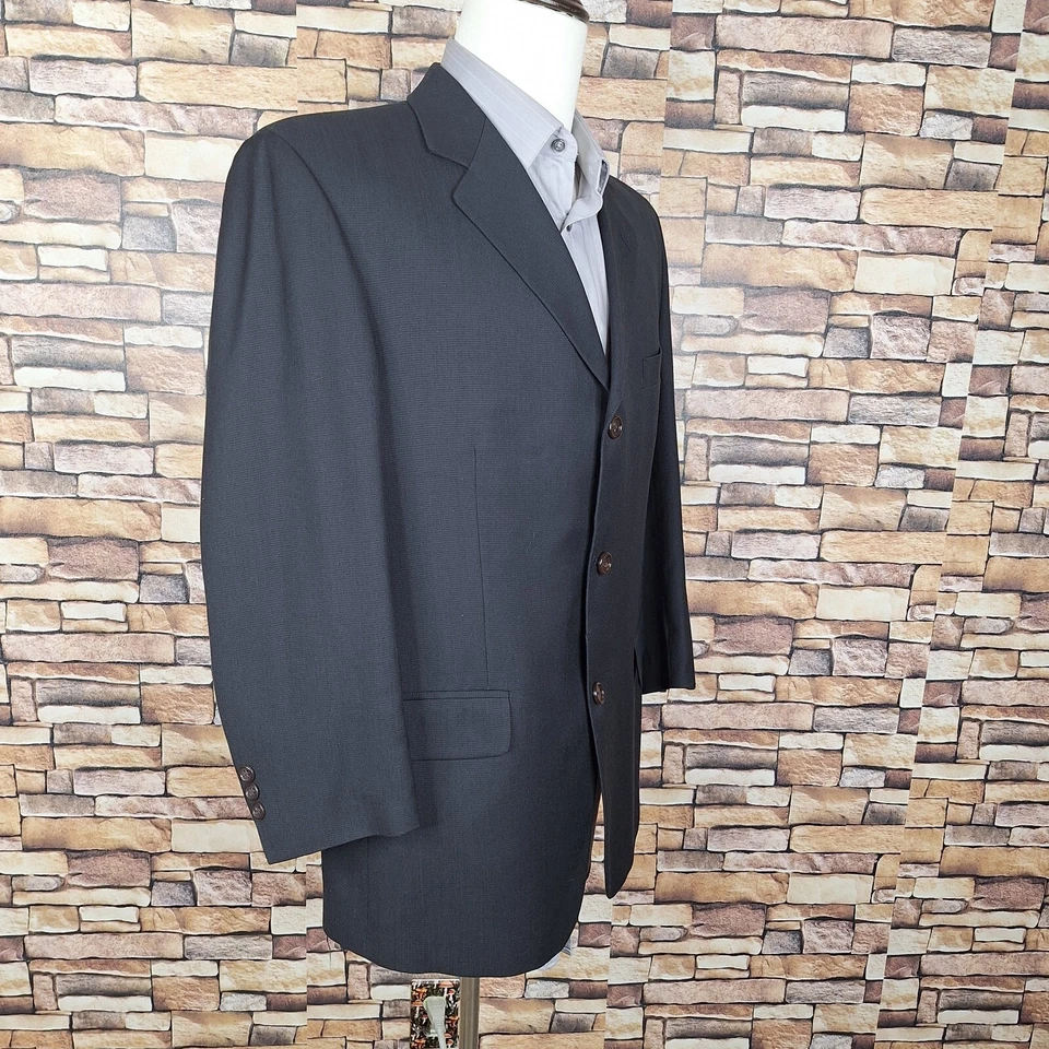 Chaqueta Blazer Joseph & Feiss Para Hombre 44S Negra Cuadros Lana 3 Botones Sin Ventilación Canadá Foto 4 de 4