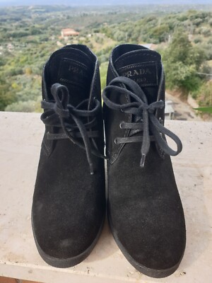 PRADA SCHWARZE STIEFELETTEN WILDLEDER Gr.36
