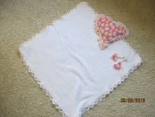 Splendida Coperta Neonato con Cuscino Cuore Coperta con Pizzo Bianco Rosa - Nuova