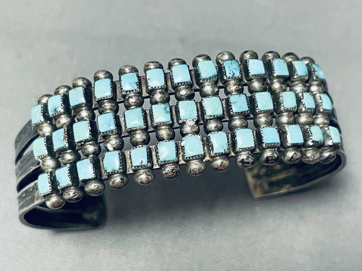 One Of The Most Unique Squared Turquoise Sterling Silver Bracelet One Of The Most Unique Squared Turquoise Sterling Silver Bracelet