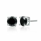1 ct. Black Onyx Round Stud Earrings in Solid Sterling Silver Aaa+