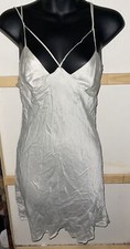 Victoria s Secret 100 Silk Dove Grey Strappy Low-Back Slip Dress Babydoll Sz XS