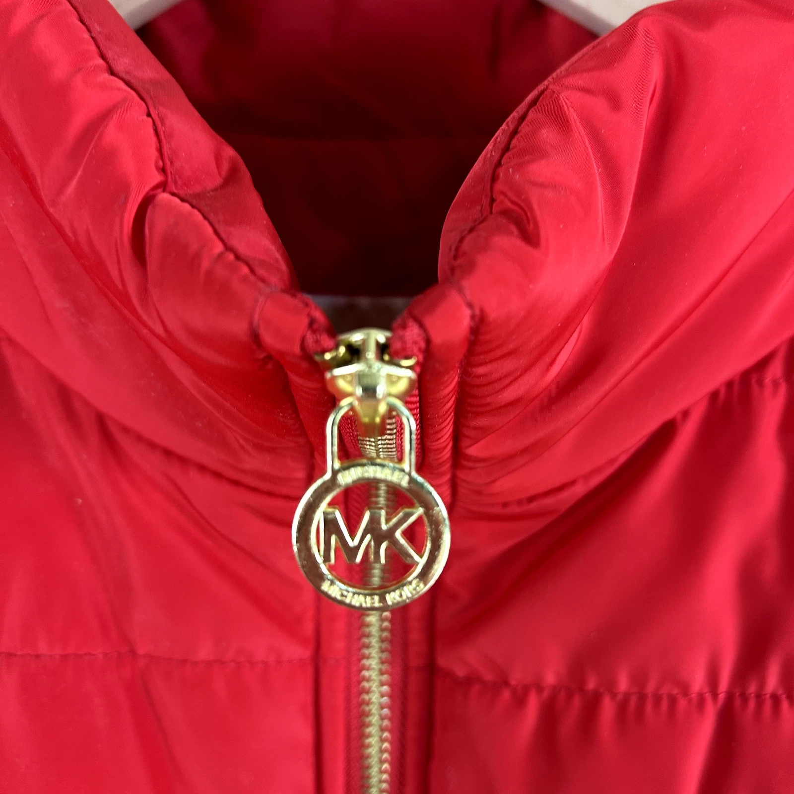 Gilet imbottito trapuntato donna Michael Kors taglia 1x rosso ciliegia outdoor cerniera oro
