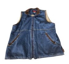 Wrangler Hero Sherpa Lined Vest Men  s Large Blue Denim Biker Workwear Barn Y2K
