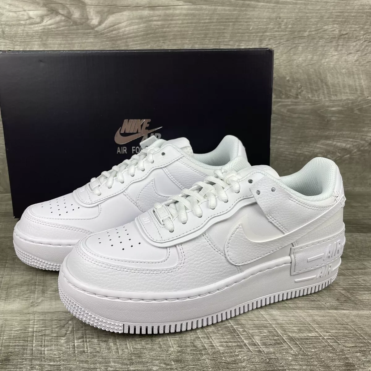 Nike Air Force 1 Shadow Triple White Casual Shoes Womens Size 8