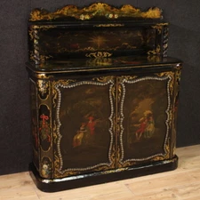 Lacquered painted sideboard cabinet English furniture papier mache 19th century