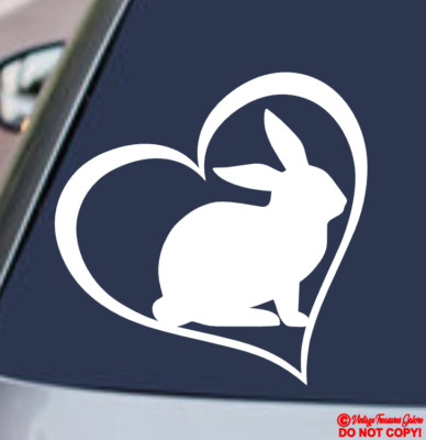 RABBIT HEART Vinyl Decal Sticker Car Window Bumper PET BUNNY Cute Funny I Love