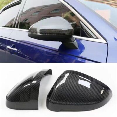 Real Carbon Fiber Side Mirror Cover Cap W/O Lane For Audi B9 A4 A5 S5 2017-2020