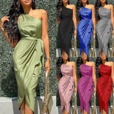 Womens Summer One Shoulder Dress Ladies Evening Party Holiday Dresses Plus Size