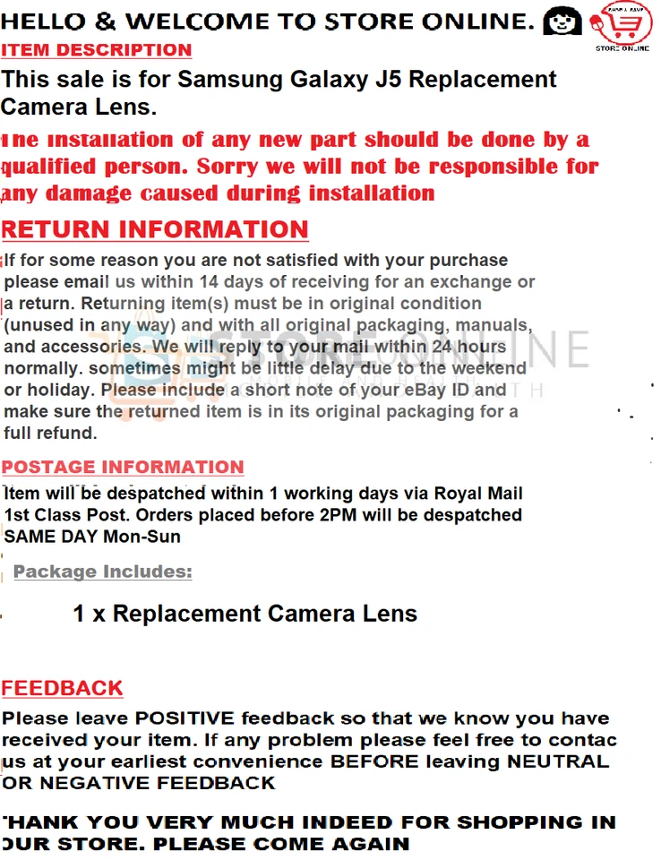 Lente de repuesto para cámara trasera para Samsung Galaxy J5 Foto 2 de 2