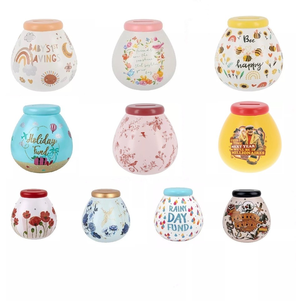 Pot Of Dreams Ceramic Gift Money Box/ Pot - Various Designs -  Break To Open