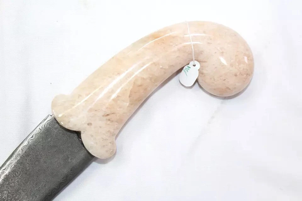 Daga Damasco Hoja de Acero Plata Koftgiri Rosa Aventurina Gema Piedra Mango E80 Foto 4 de 4