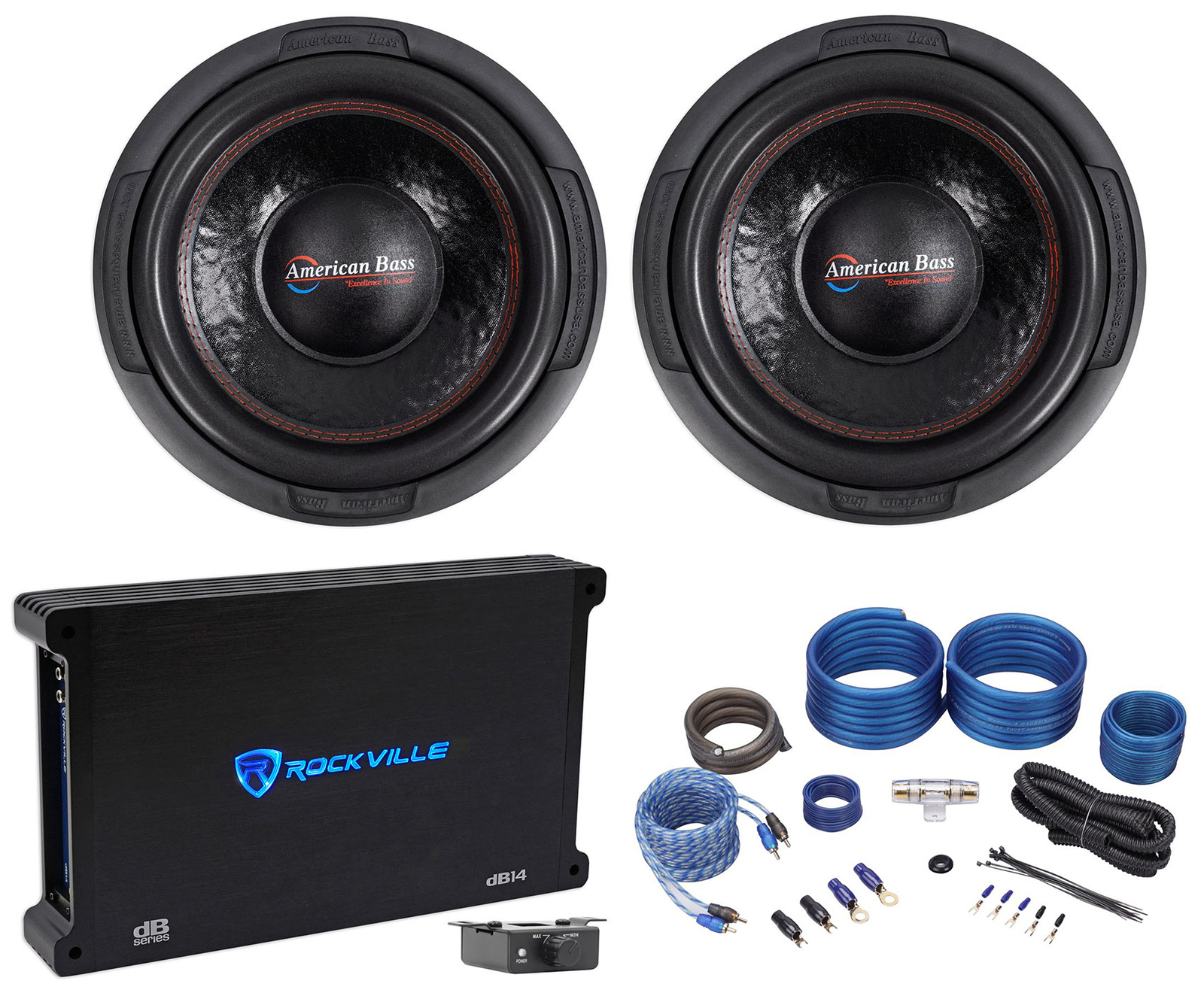 (2) American Bass XD-1222 мощностью 1000 Вт, 12 автомобильных сабвуферов + Моноусилитель + Комплект усилителей