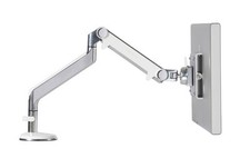 Humanscale M2 Monitor Arm - Bolt-Through Mount Polished Aluminum with White Trim