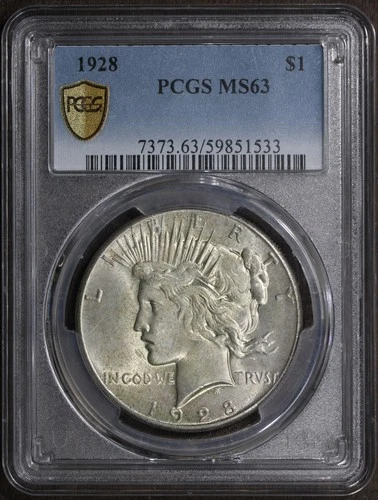 1928 (MS63) Peace Silver Dollar $1 PCGS - KEY DATE!