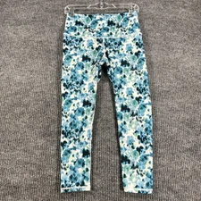 Gaiam Leggings Womens Small Blue Floral Print High Rise Stretch Workout Running