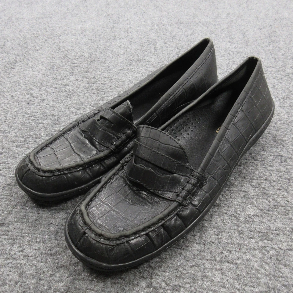 Lauren Ralph Lauren Shoes Womens Size 9 Croc Embossed Loafers Leather Flats - Image 3 of 4