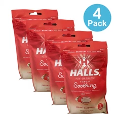 Halls Throat Soothing Creamy Strawberry 25 Drops 4 Pack Exp 11/2025 New