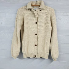 Vintage Peter G's General Stores Pure Wool Beige Cardigan Sweater Womens L