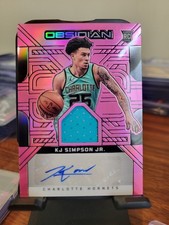 2024-25 Obsidian KJ Simpson Jr. Rookie Jersey Ink RC Etch Pink Flood Auto 8/49