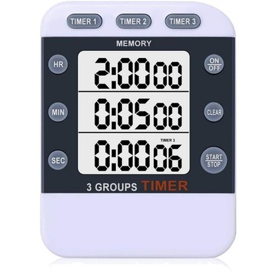 Digitaler Dual-Küchentimer 3 Kanäle Countdown Timer Großes Display Lauter Alarm