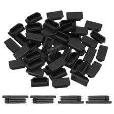 2x1 Inch Plastic Tubing End Caps, 50 Pcs Rectangular Hole Plug Insert, Black