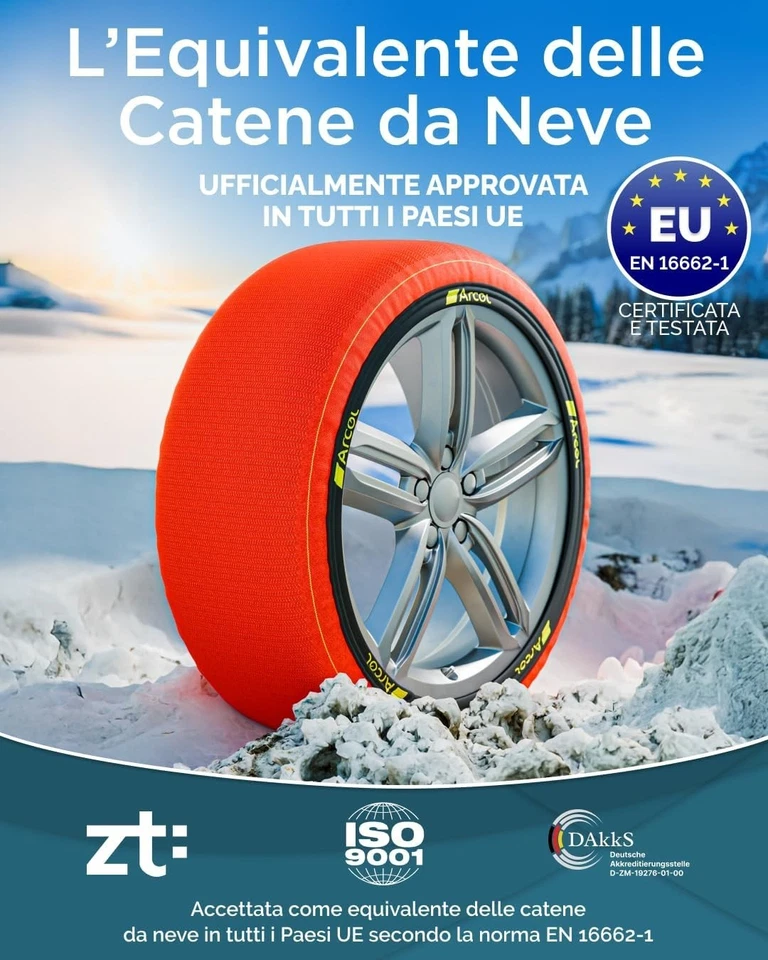 ARCOL Calze da Neve Omologate Italia EN 16662-1 - Due Catene da Neve in Tessuto - Immagine 2 di 4