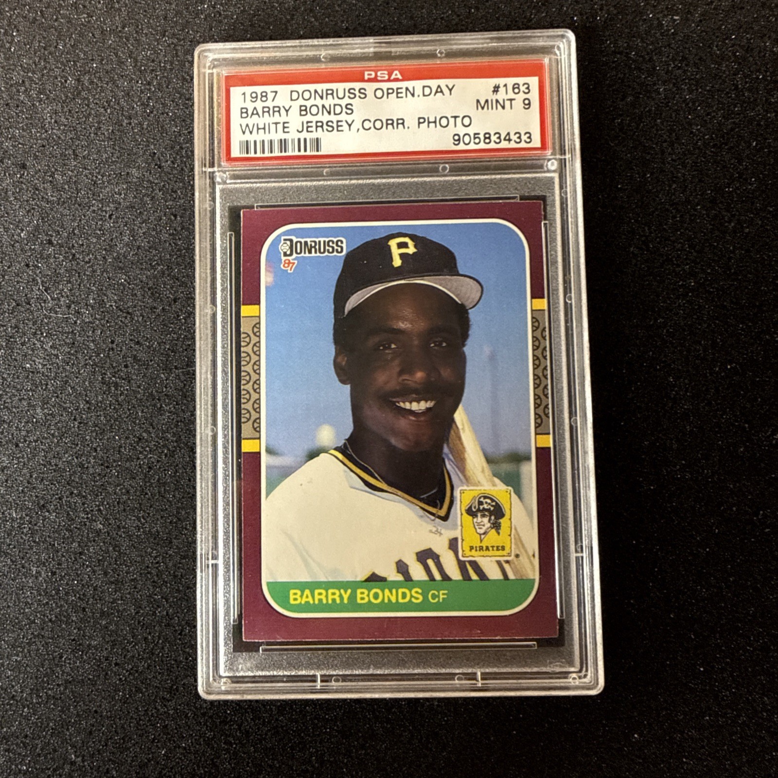 1987 Donruss Opening Day - Barry Bonds #163 Barry Bonds Pictured (RC) PSA 9 view 1