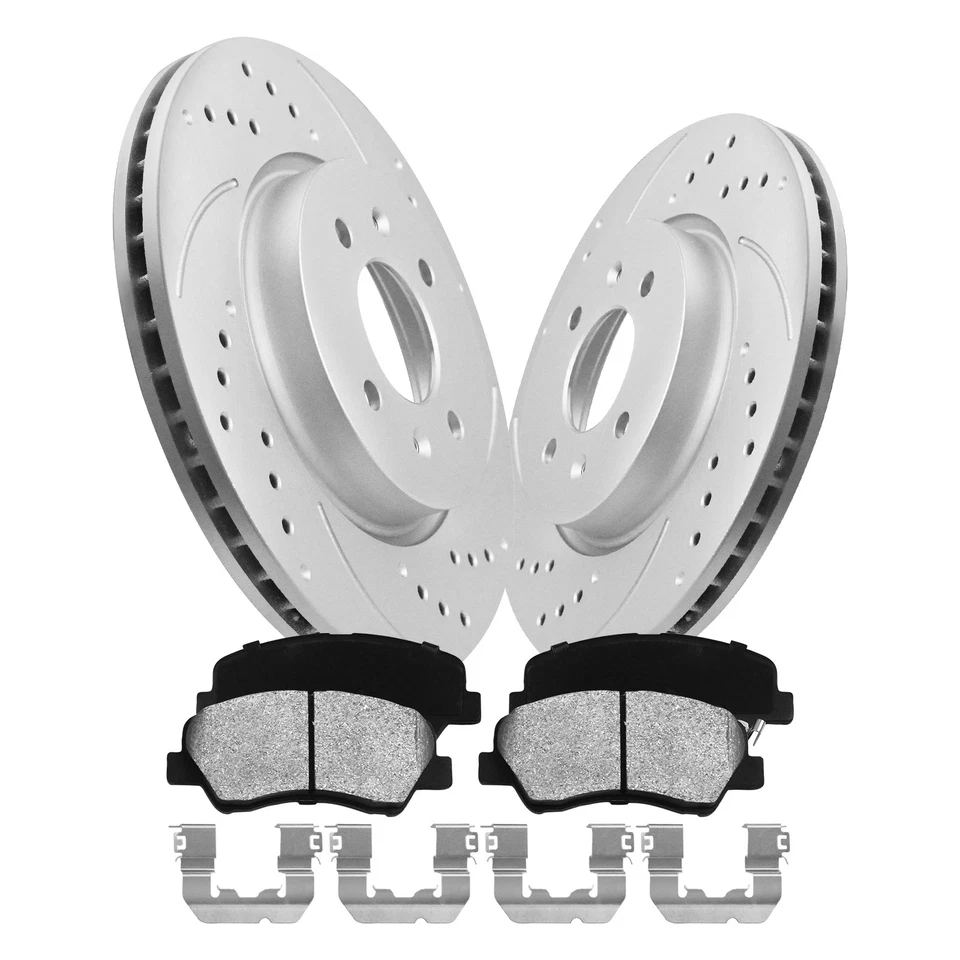 Front & Rear Disc Rotors Ceramic Brake Pads for 2018 2019 2020 2021 2022 Kia Rio - Image 2 of 4