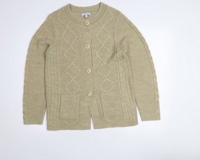 Tea Lane Damen Strickjacke beige Zopfmuster Wollmischung Größe S