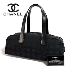 Borsa a mano CHANEL Coco Mark Mini Boston A15828 nylon jacquard nero