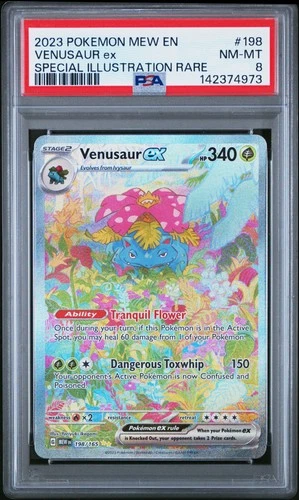 2023 POKEMON MEW EN-151 SPECIAL ILLUSTRATION RARE #198 VENUSAUR EX PSA 8