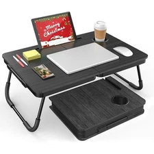 BUYIFY Portable Foldable Laptop Desk for Bed and Couch, Adjustable Lap Desk w...