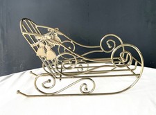 SANTA S SLEIGH CHRISTMAS Decoration Centerpiece Base Piece Gold Metal 13"L