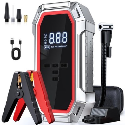 Portable Jump Starter & Air Compressor, 5000A Peak, 12V Car Battery Booster, 160