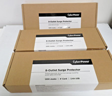 Lot of 3 NEW CyberPower 8 Outlet Surge Protector 4' Cord With USB Black