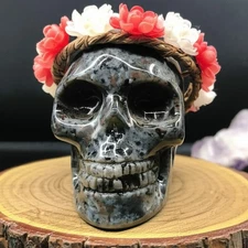 Natural Yooperlite Skull UV Fluorescent Emberlite Glowing Specimen Home Decor