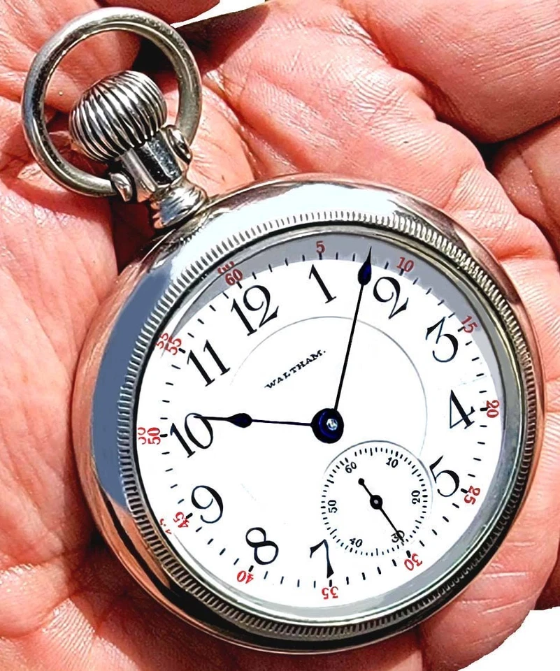 18 Size High End Display Case Pocket Watch Waltham P.S. Bartlett Working - Image 2 of 4