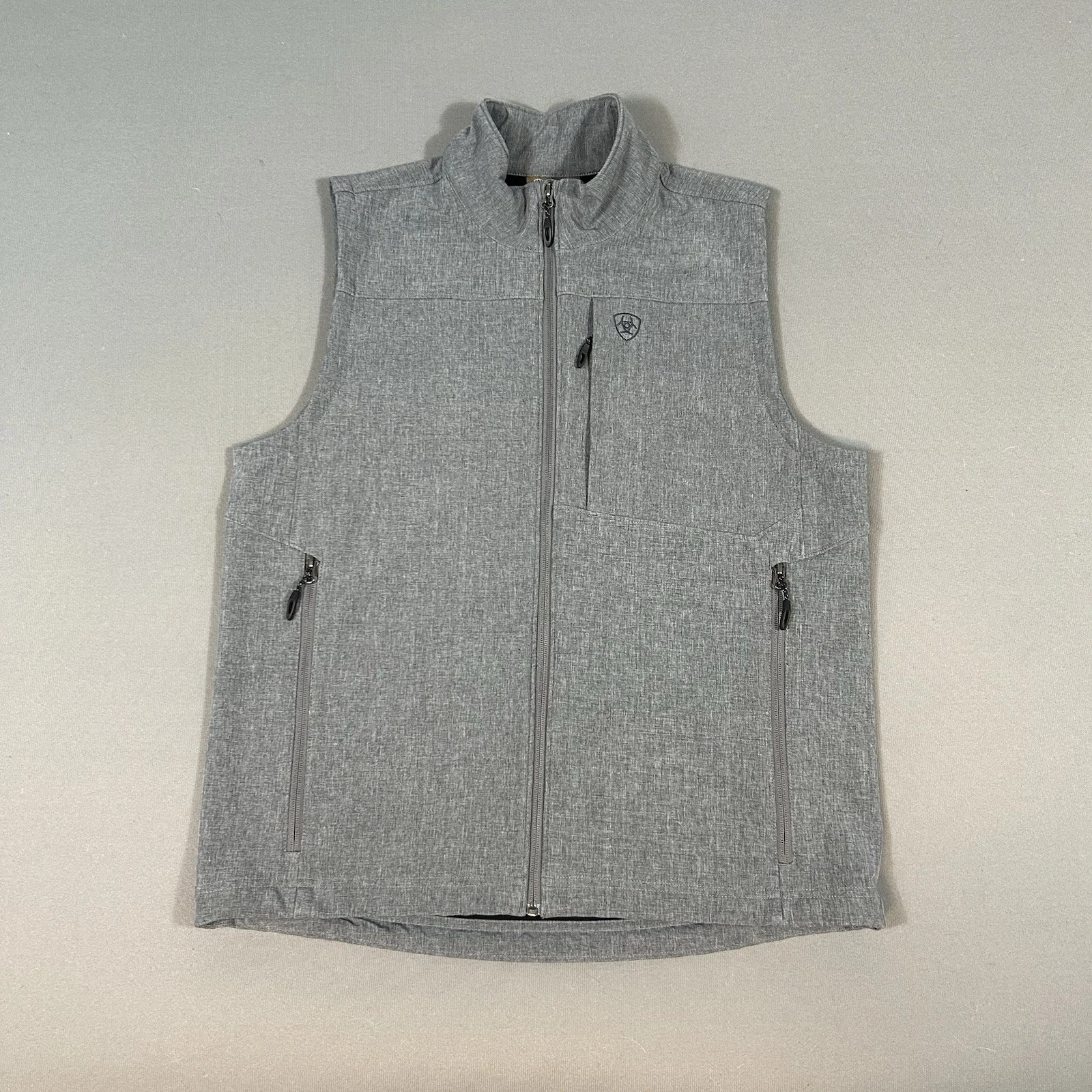 Ariat Vernon 2.0 Softshell Vest Mens Medium Gray Full Zip Pockets Stretch