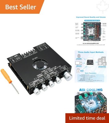 Compact 2.1 Channel Bluetooth 5.1 Amplifier with Multiple Inputs for Audiophiles