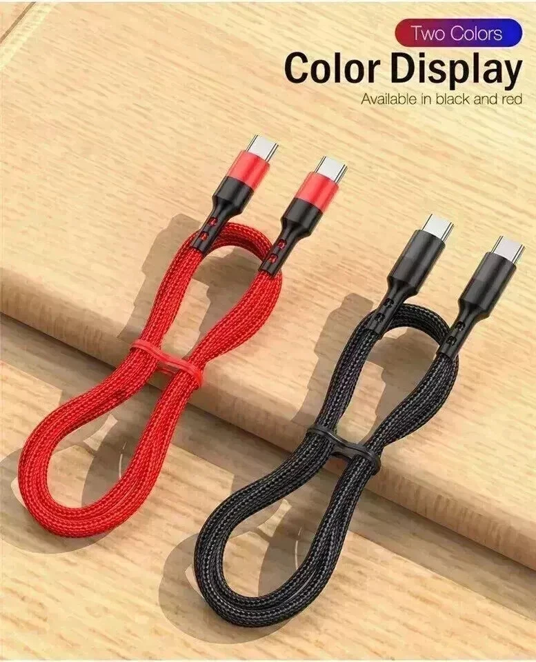 Type C to Type C Cable Fast Charge 100W PD Dual USB C Charging Braided Cable UK - Image 2 of 4