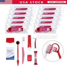 10 Kits Dental Orthodontic Oral Care Kit Hygiene Clean Tools Teeth Whitening Red