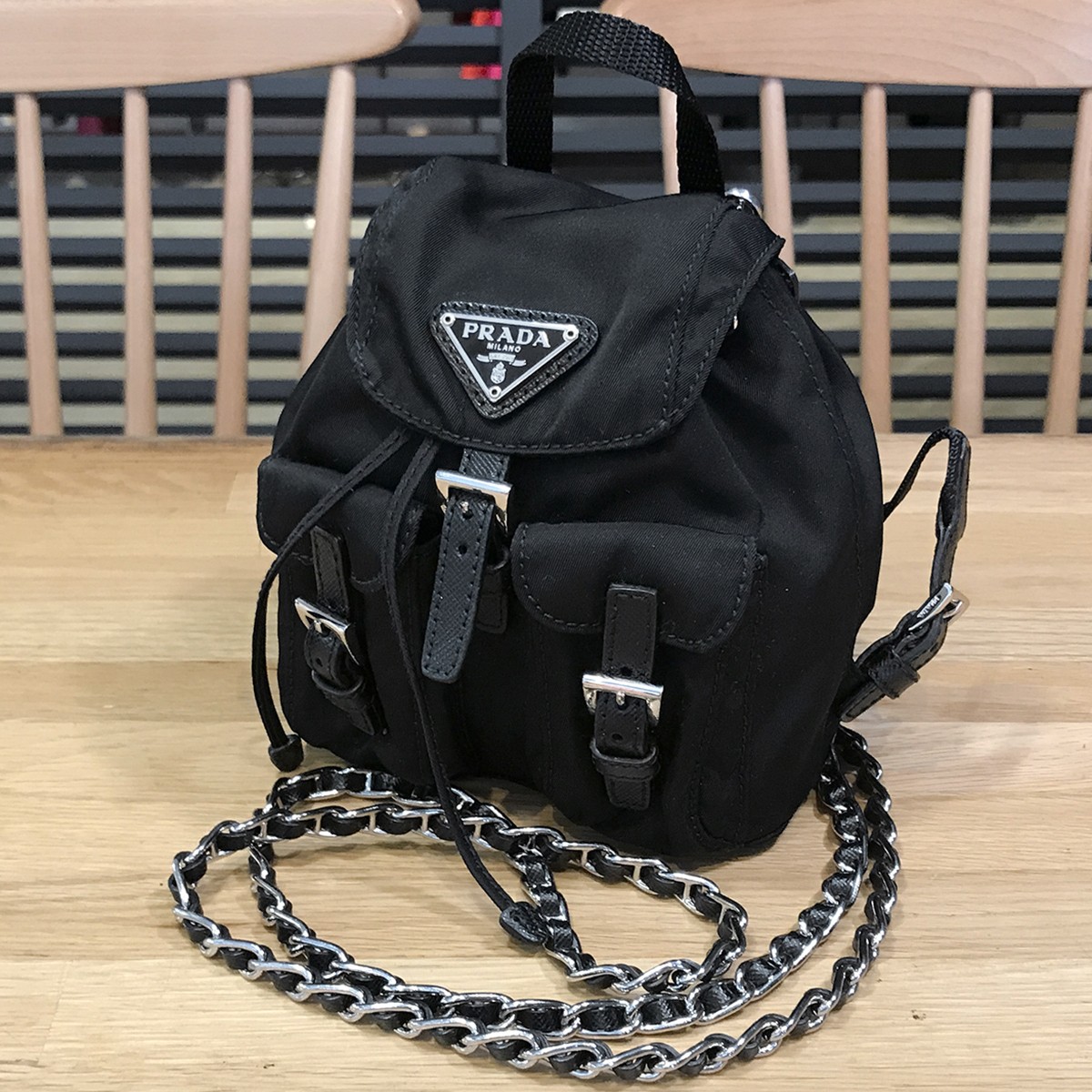 Prada Black Nylon Studded Backpack with Silver Hardware 1BZ811